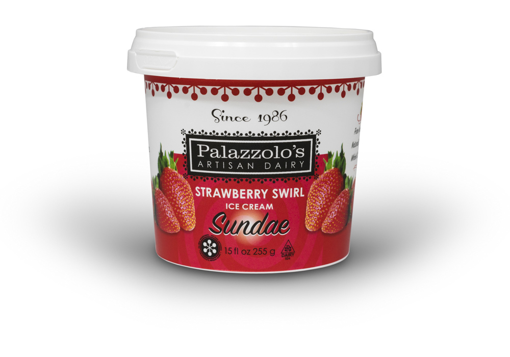 Fresh Strawberry Swirl Ice Cream Sundae Artisan Sundae Cups