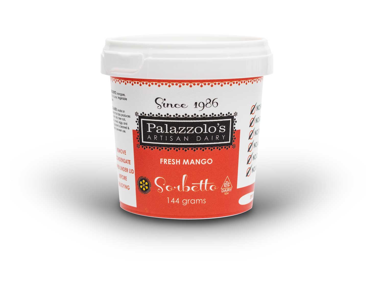 Palazzolo's Artisan Fresh Mango Sorbetto Artisan Gelato and Sorbetto Quarts