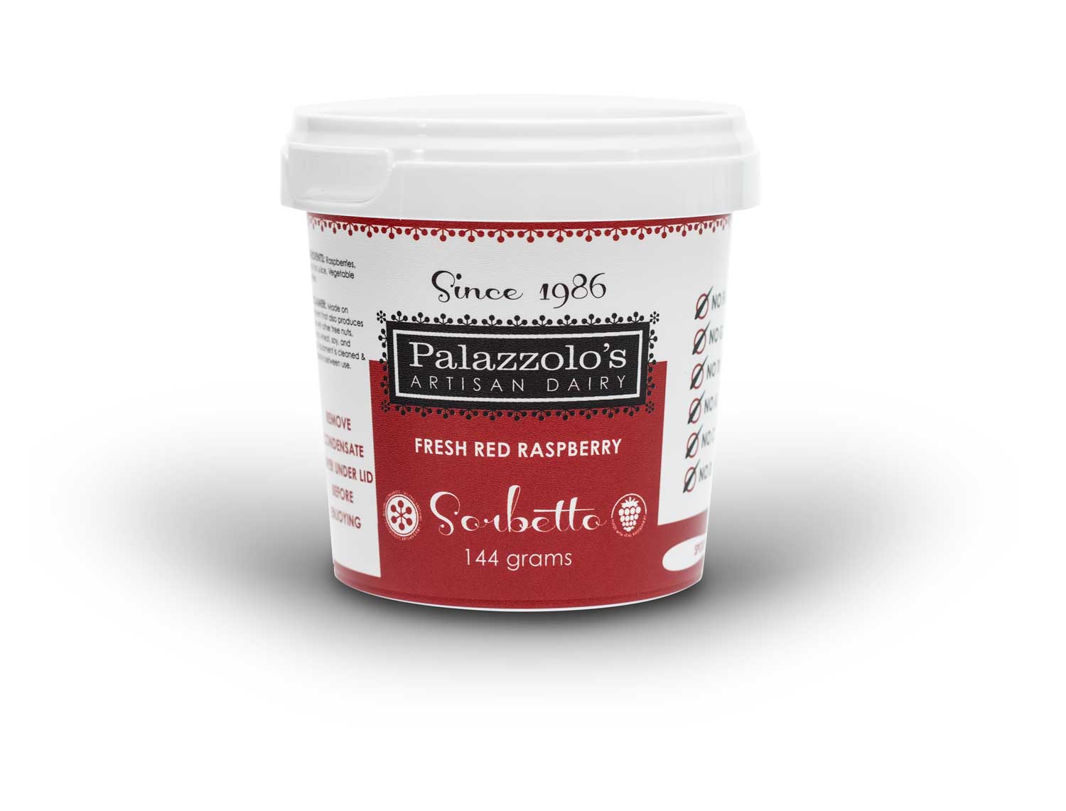 Palazzolo's Artisan Fresh Red Raspberry Sorbetto Artisan Gelato and Sorbetto Quarts