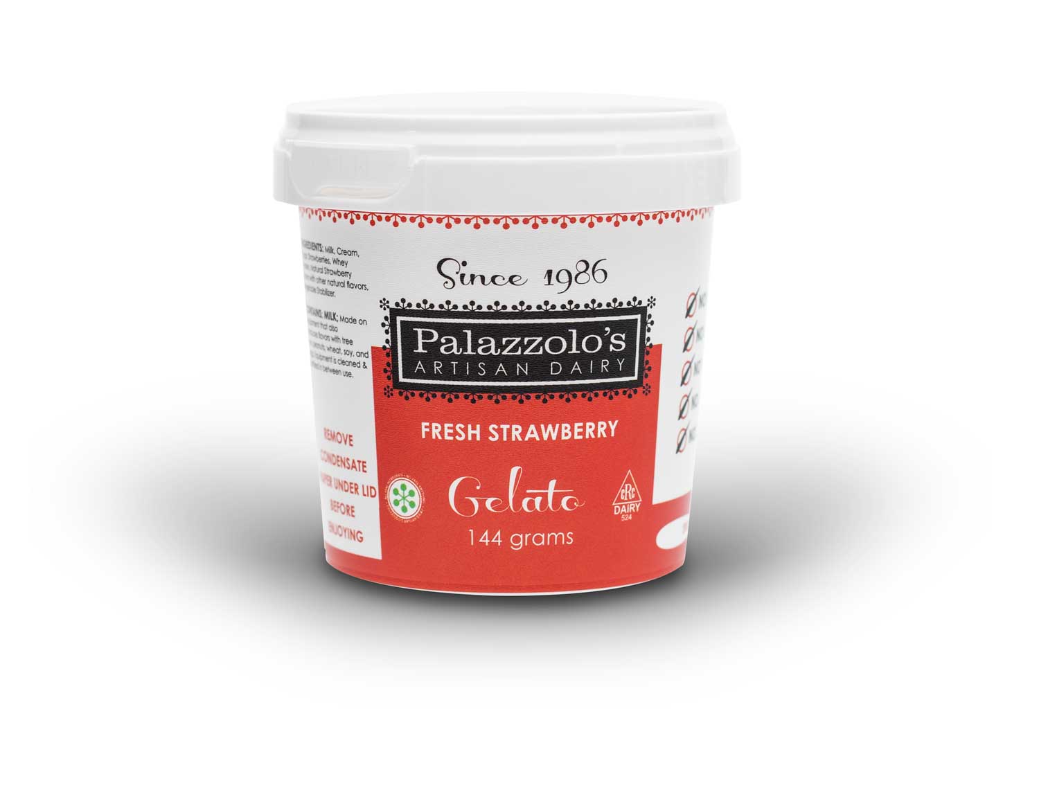Palazzolo's Artisan White Chocolate Raspberry Gelato Artisan Gelato and Sorbetto Quarts