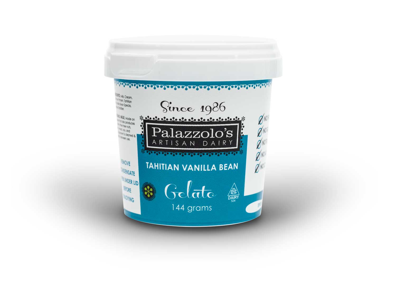 Palazzolo's Artisan Tahitian Vanilla Bean Gelato Artisan Gelato and Sorbetto Quarts